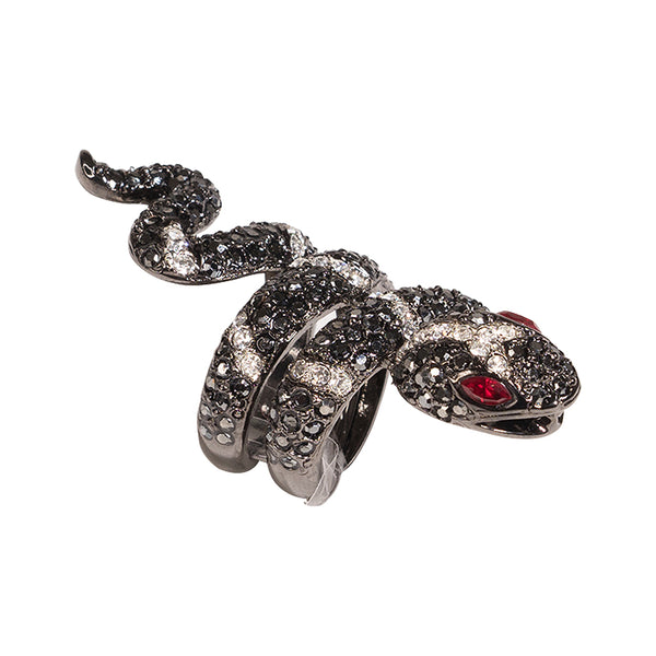 kenneth jay lane Hematite And Crystal Snake Ring