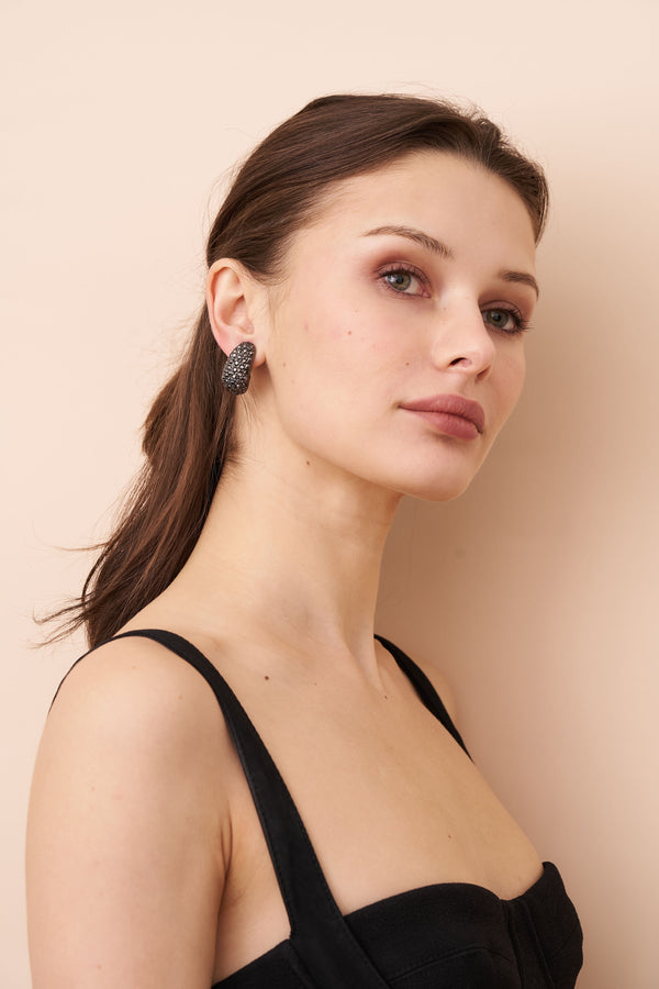 Kenneth Jay Lane Hematite Pave' Thumbnail Earrings