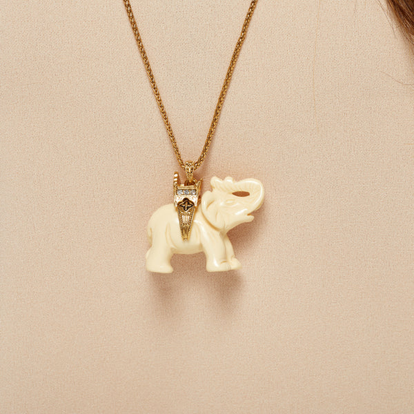 Kenneth Jay Lane Ivory Elephant Pendant Necklace
