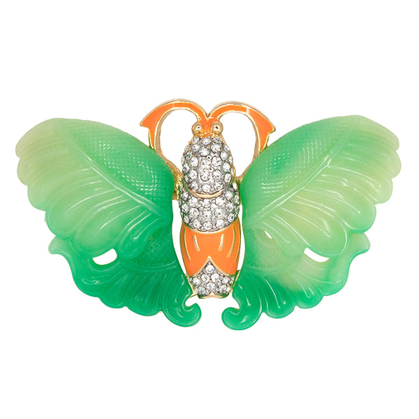 kenneth jay lane Jade & Coral Butterfly Pin
