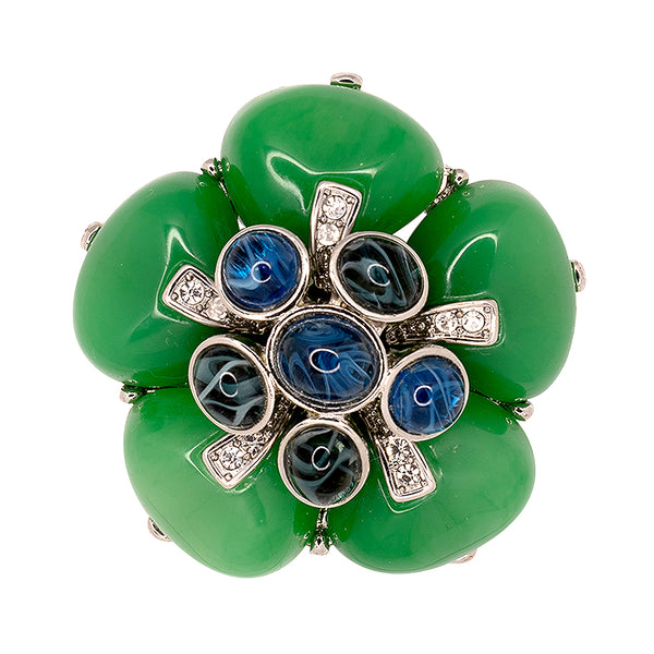 kenneth jay lane Jade & Flawed Montana Flower Pin