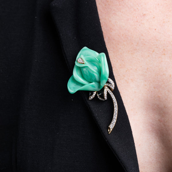 Kenneth Jay Lane Jade Rose Pin