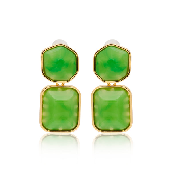 kenneth jay lane Jade Stone Drop Pierced Earrings