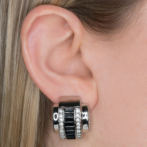 Kenneth Jay Lane Jet Baguette Clip Earrings