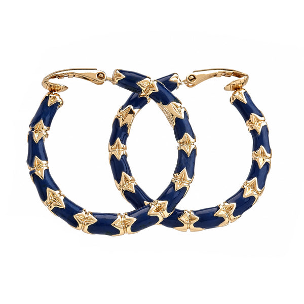 kenneth jay lane Lapis Bamboo Hoop Earrings