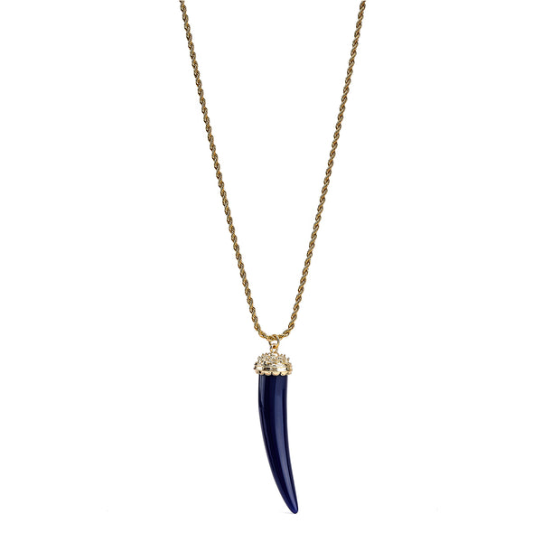 kenneth jay lane Lapis Tusk Pendant Necklace