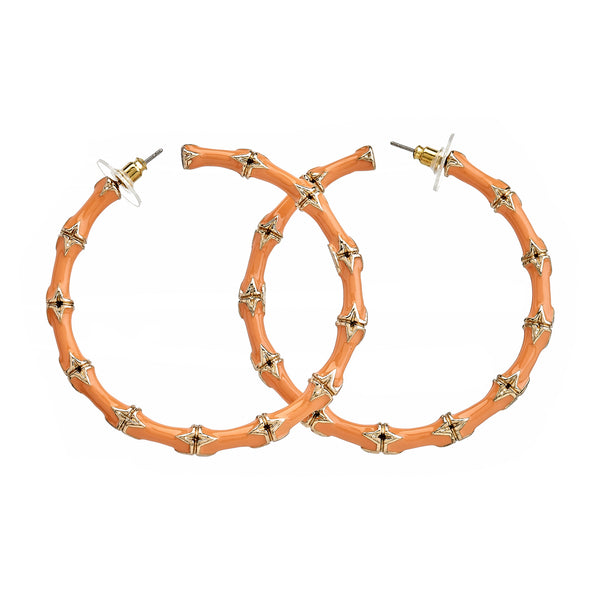 kenneth jay lane Large Coral Bamboo Hoop Earrings