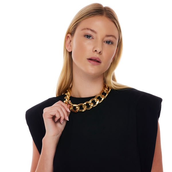 Kenneth Jay Lane Large Link Gold Chain Necklace