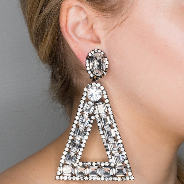 Kenneth Jay Lane Large Triangle Drop Clip Earrings