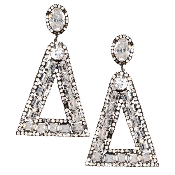 kenneth jay lane Large Triangle Drop Clip Earrings