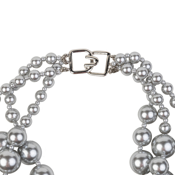 Kenneth Jay Lane Light Grey Pearl Cluster Necklace