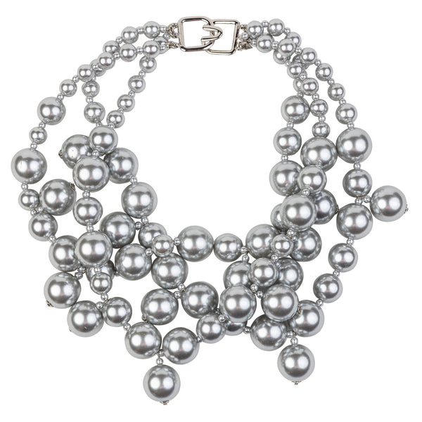 kenneth jay lane Light Grey Pearl Cluster Necklace
