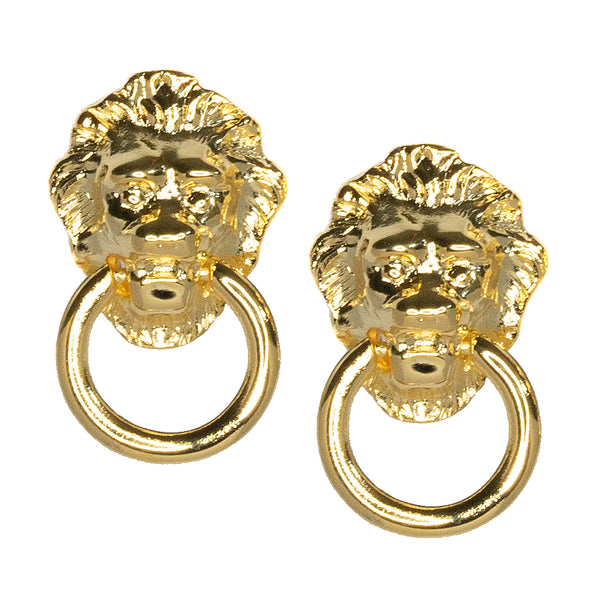 kenneth jay lane Lion Head Doorknocker Earrings