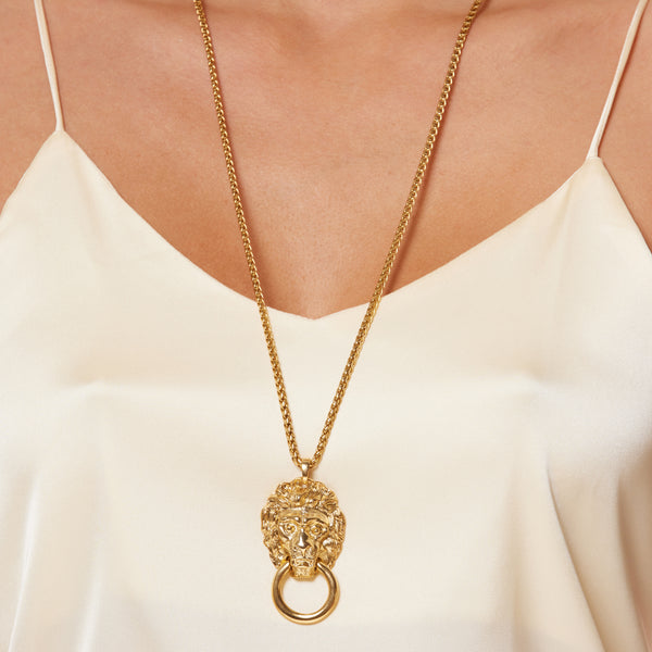 kenneth jay lane Lion Head Pendant Necklace kenneth jay lane Lion Head Pendant Necklace