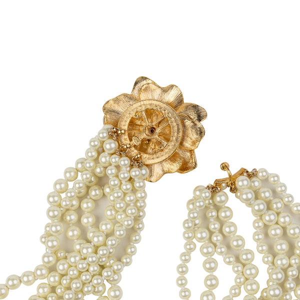 Kenneth Jay Lane Magnolia Flower Pearl Necklace