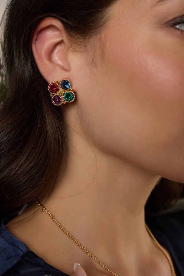 Kenneth Jay Lane Multi-Dark Gold Clip Earrings