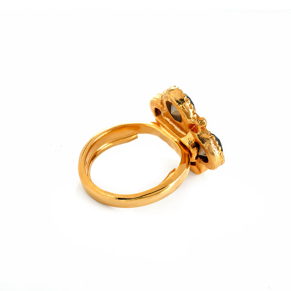 Kenneth Jay Lane Multi-Dark Stone Gold Ring