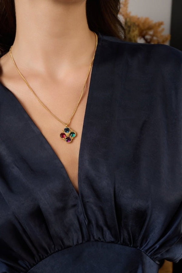 Kenneth Jay Lane Multi-Dark Stone Necklace