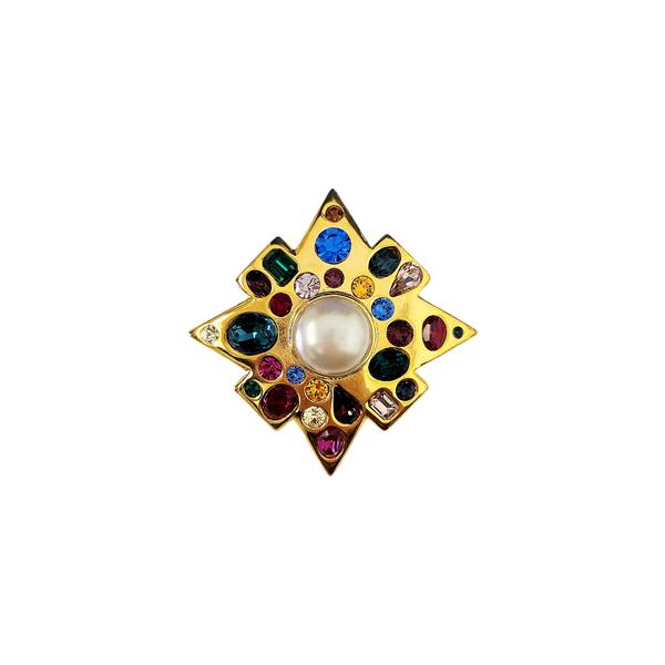 kenneth jay lane Multi Gem Cross Pin
