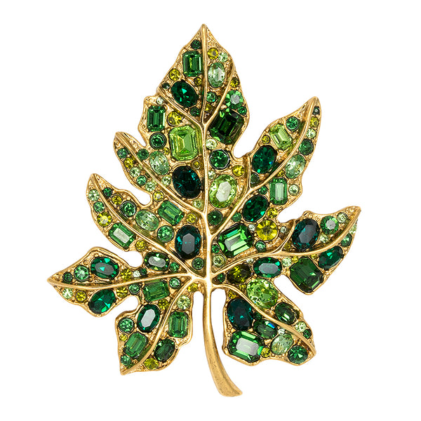 kenneth jay lane Multi Green Leaf Pin