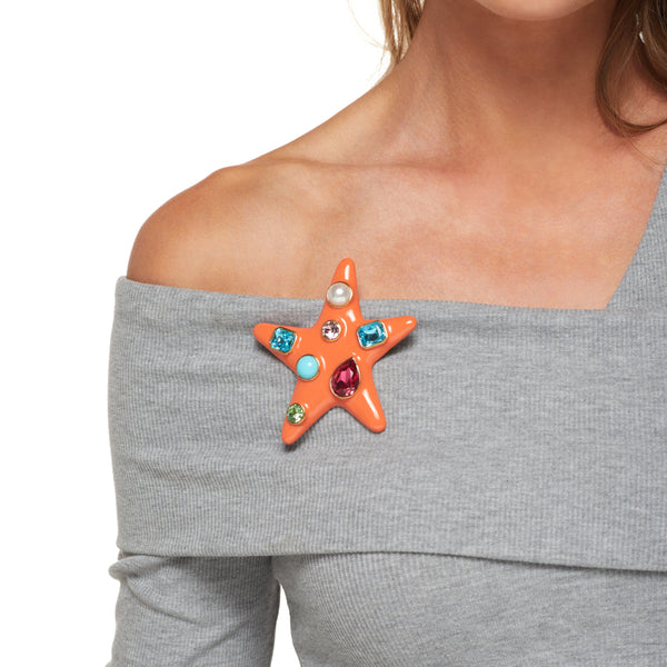 kenneth jay lane Multi Pastel Crystal Star Pin
