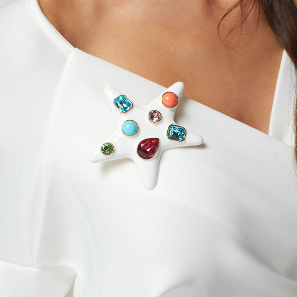kenneth jay lane Multi Pastel Gem Star Pin