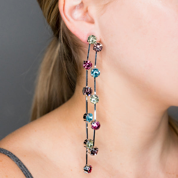 Kenneth Jay Lane Multicolored Double Row Earrings