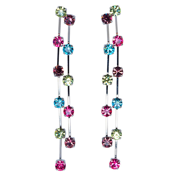 kenneth jay lane Multicolored Double Row Earrings