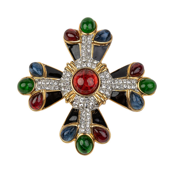 kenneth jay lane Multicolored Gem Cross Pin