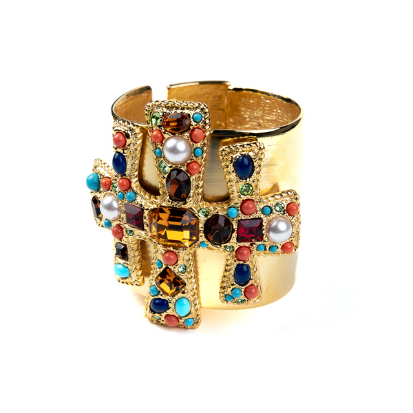 Kenneth Jay Lane Multicolored Gemstone Cuff
