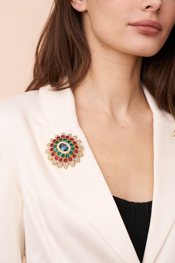 Kenneth Jay Lane Multicolored Shield Pin