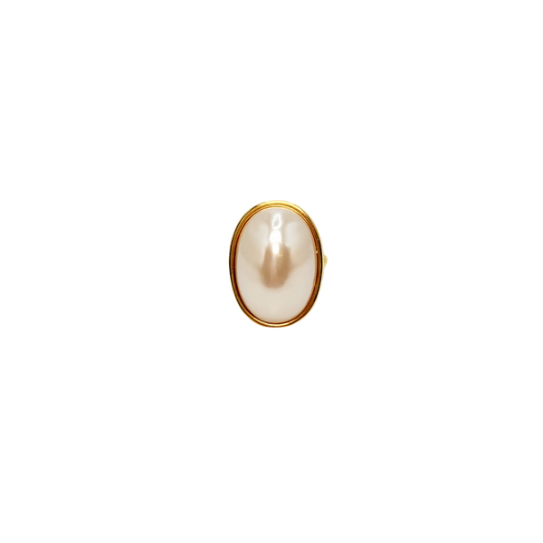 Kenneth Jay Lane Oval Pearl Adjustable Ring