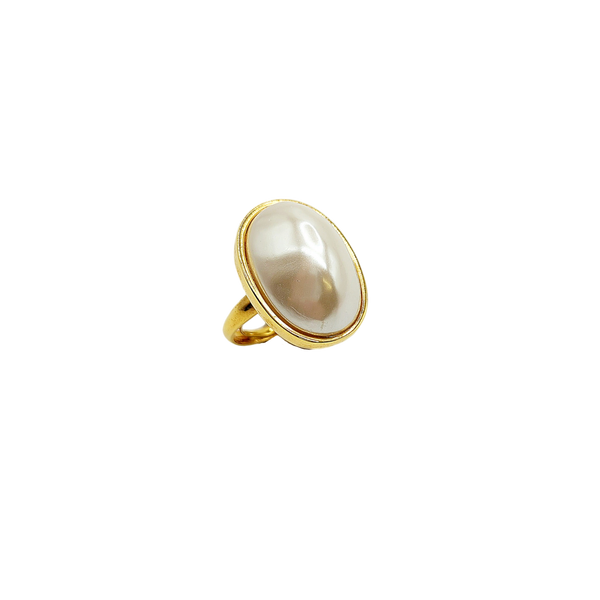 kenneth jay lane Oval Pearl Adjustable Ring
