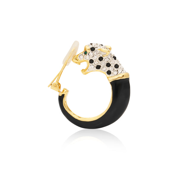Kenneth Jay Lane Panther Head Clip Earrings