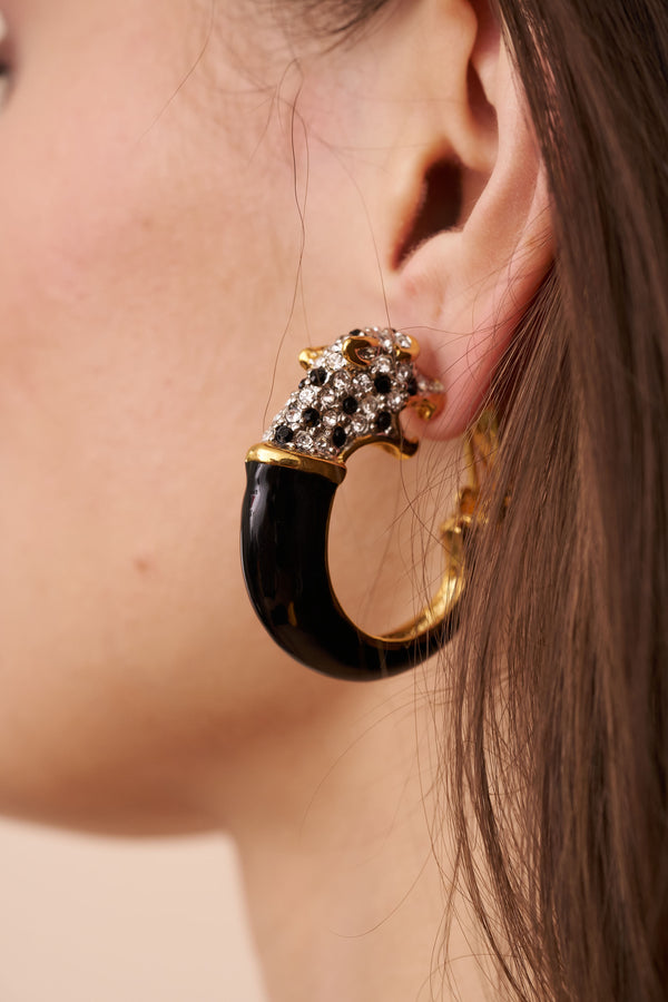 Kenneth Jay Lane Panther Head Clip Earrings