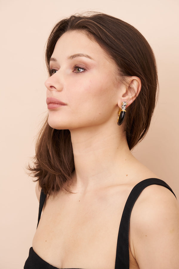 Kenneth Jay Lane Panther Head Clip Earrings
