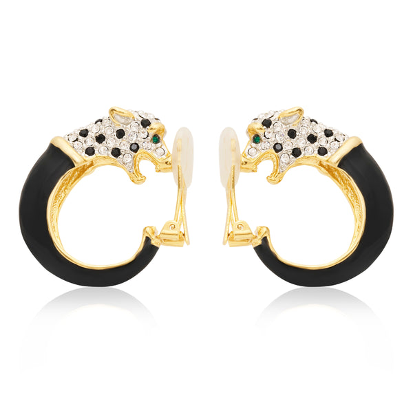 kenneth jay lane Panther Head Clip Earrings
