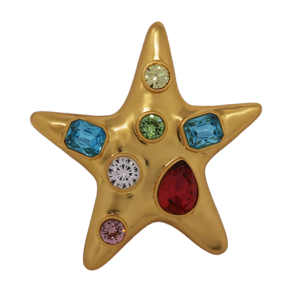 kenneth jay lane Pastel Gemstone Starfish Pin