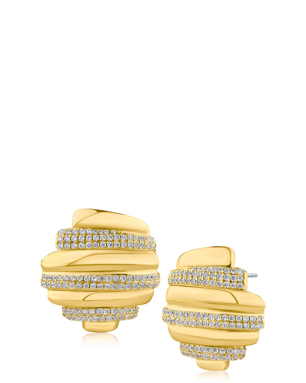 kenneth jay lane Pave Alternating Button Earrings