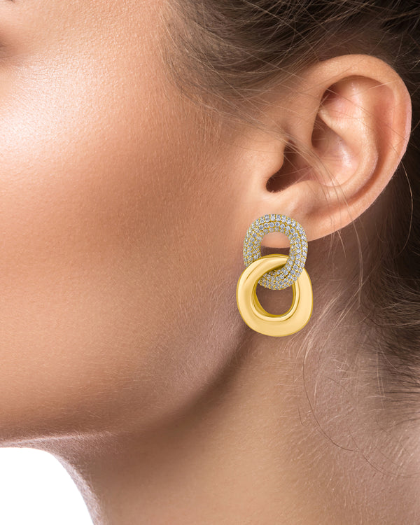Kenneth Jay Lane Pave Double Link Earrings
