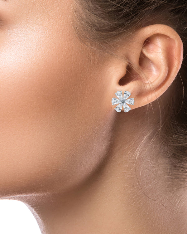 Kenneth Jay Lane Pear CZ Flower Stud Earrings