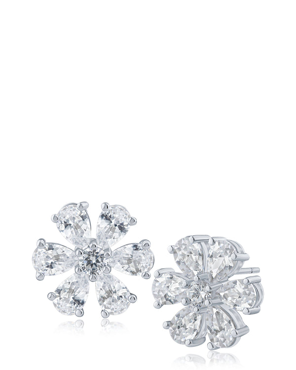 kenneth jay lane Pear CZ Flower Stud Earrings