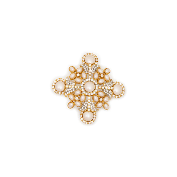 kenneth jay lane Pearl and Crystal Cluster Pin