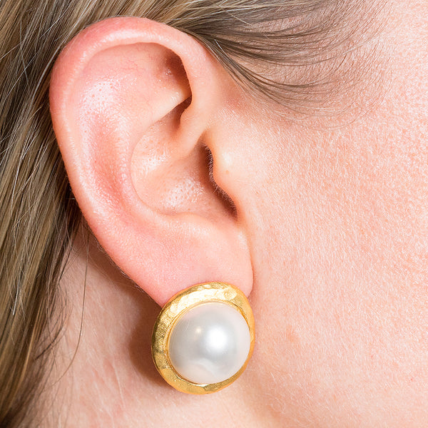 Kenneth Jay Lane Pearl Button Earrings