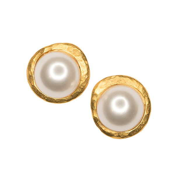 kenneth jay lane Pearl Button Earrings