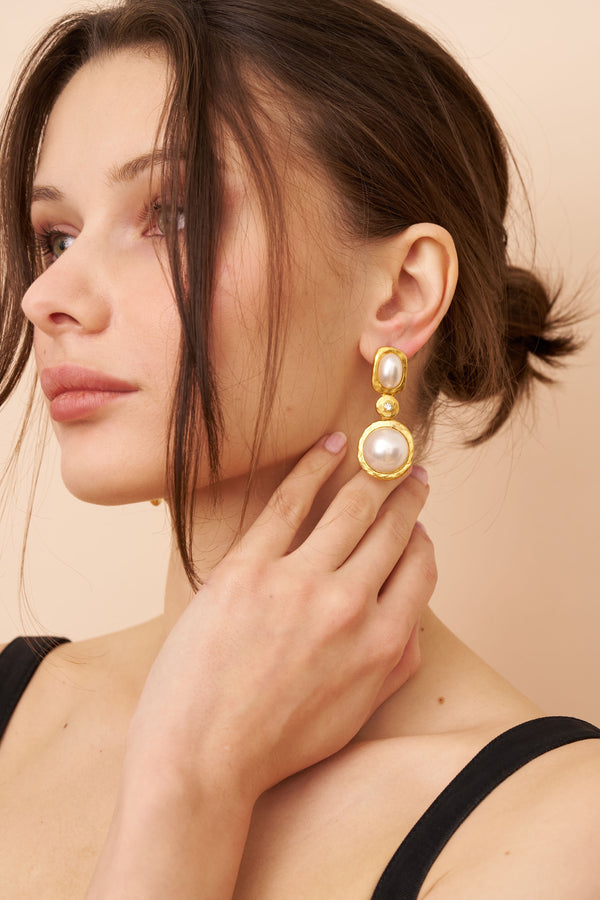 Kenneth Jay Lane Pearl Cabochon Drop Earrings