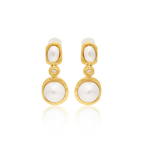 kenneth jay lane Pearl Cabochon Drop Earrings