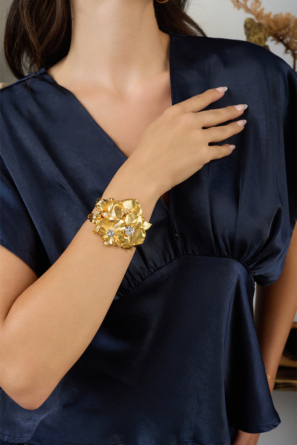 Kenneth Jay Lane Pearl Center Flower Cuff