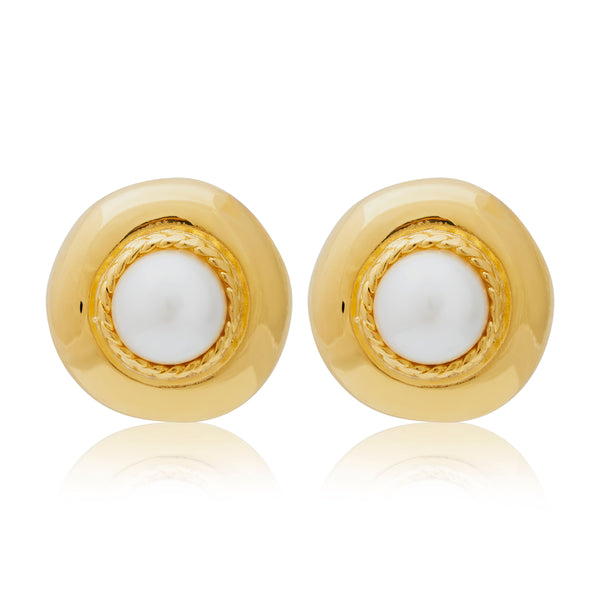 kenneth jay lane Pearl Center Pierced Earrings