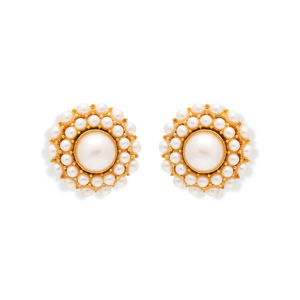 kenneth jay lane Pearl Cluster Clip Earrings